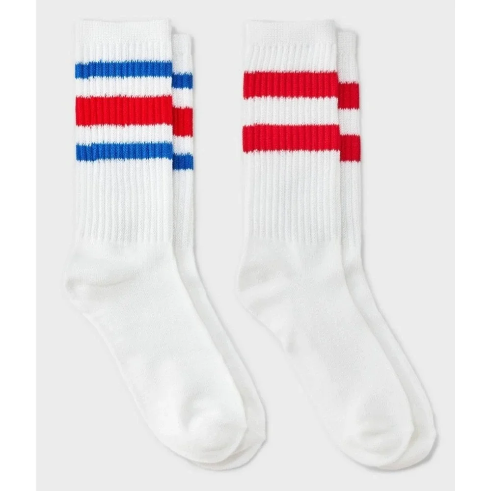 Art Class Girls 2 Pair striped Crew Socks Size S shoe size M 9-2.5